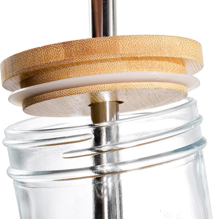 Yesland 6 Pack Glass Cups with Lids and Straws, 24 oz Mason Jar Smoothie Cup Aesthetic Cute Glass Tumbler Coffee Beer Can Cups Boba Cup for Bubble Tea, Juice, Gift