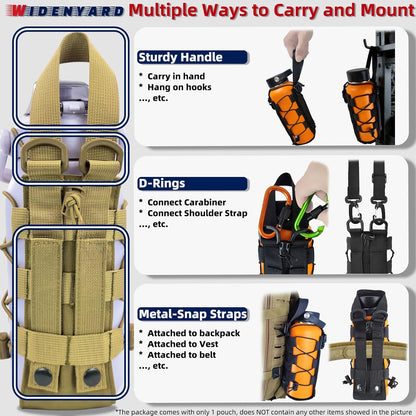 Molle Water Bottle Holder Pouch, 16-77 oz Adjustable Capacity Tactical Bottle Bag, Compatible with Backpack, Vest, Belt for Outdoor Activities