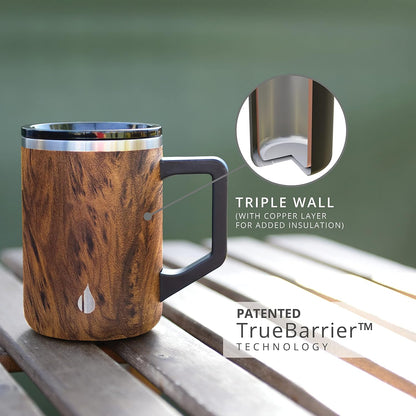 Elemental Insulated Coffee Mug - Triple-Wall Stainless Steel Summit Travel Cup for Hot and Cold Drinks - Thermal Coffee Mug with Lid and Handle for Camping, Office & Travel 16oz - Rainbow Speckle