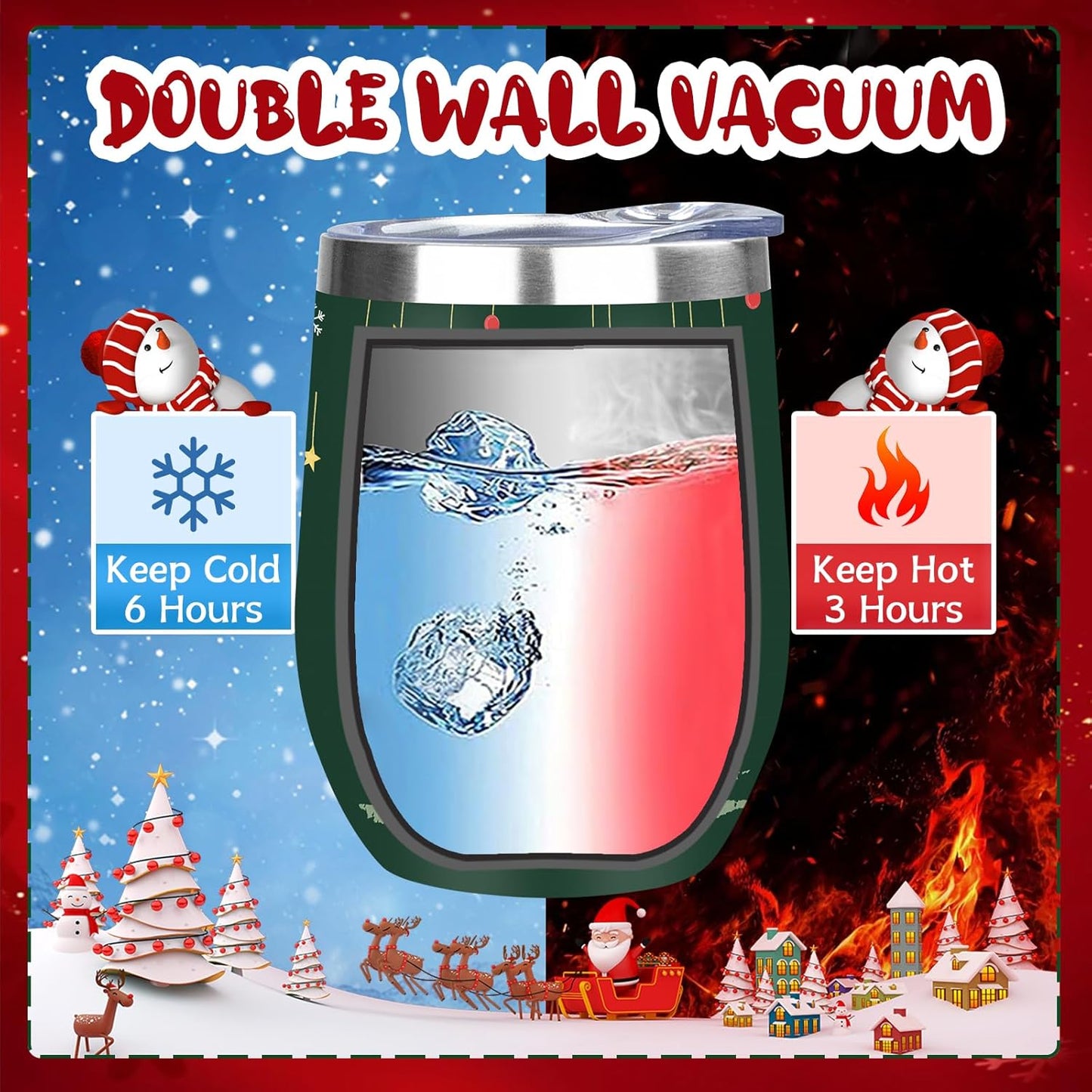 MEZMUT 12 Oz Insulated Wine Tumbler with Lid Double Wall Vacuum Stainless Steel Wine Glass Coffee Mug Insulated Tumbler Cup for Champaign, Cocktail, Beer (Black, 1 Pack)