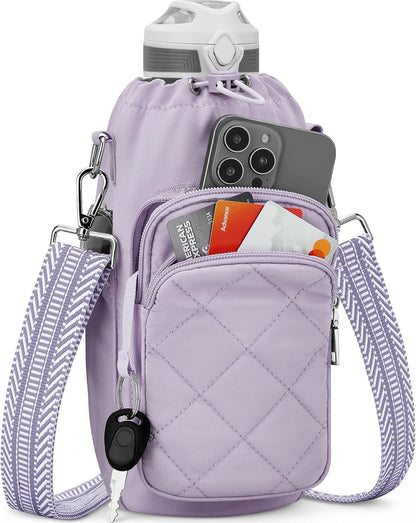 SYTRAH Water Bottle Bag Crossbody，Insulated Water Bottle Purse Crossbody Water Bottle Holder with Strap 40 oz