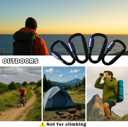 Paracord Keychain/Carabiner Clip - Jaymokes D Ring Metal Hook for Water Bottle, Key, Backpacks and More