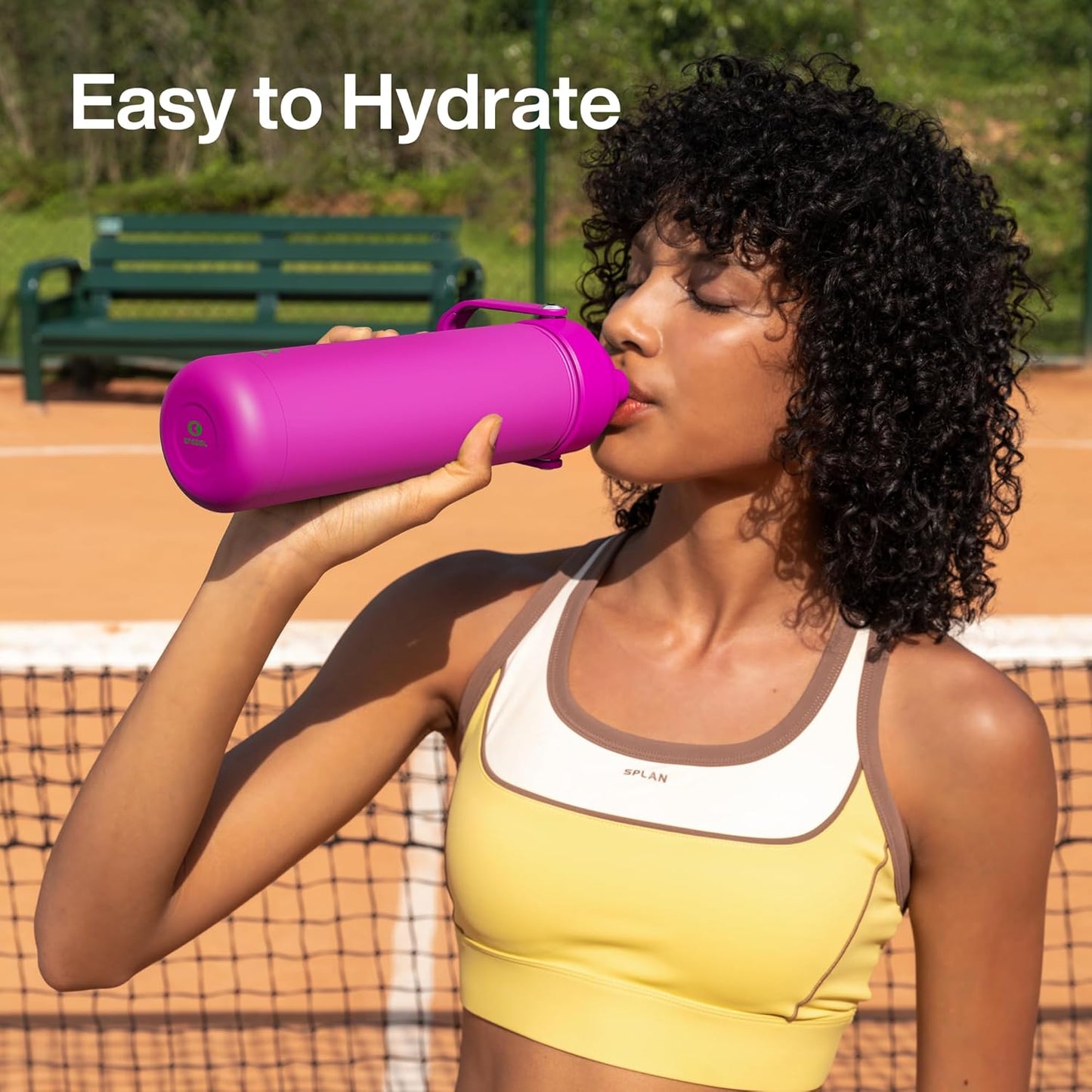 ENCOOL Insulated Water Bottle with Straw Stainless Steel Water Bottle, Leak-Proof, BPA-Free, Double Wall Vacuum Keeps Cold for 24 Hours for Sports, Travel, School (26 oz, Cotton Candy) - Colors B