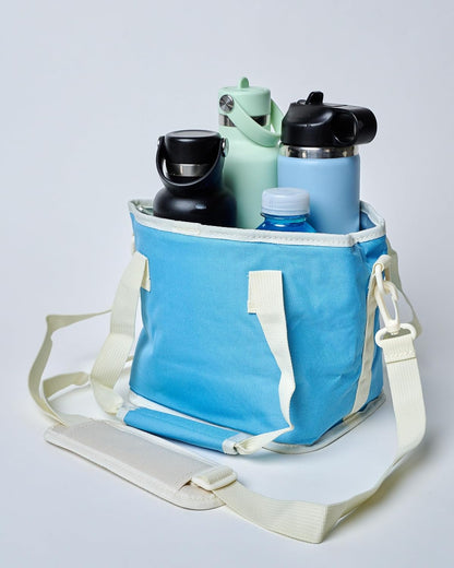 NoNa & Bee 4 Water Bottle Holder with Strap | Family Size 4 Compartment Drink Bag, Multiple Tumbler Carrier Caddy | Adjustable Fits Large & Small Drinks | Hands Free, Won't Tip Over in Car