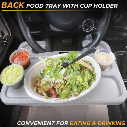 EcoNour 2 in 1 Car Steering Wheel Desk | Tray for Laptop Car Mount with Pen Holder | Desk Console for Car | Food Tray for Eating with Drinks Holder | Multipurpose Travel Car Accessories