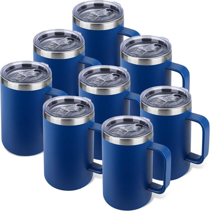 22oz Insulated Coffee Mug with Handle & Leak-Proof Lid - Double Wall Stainless Steel Travel Tumbler for Commute/Office/Home, Orange, 1 Pack