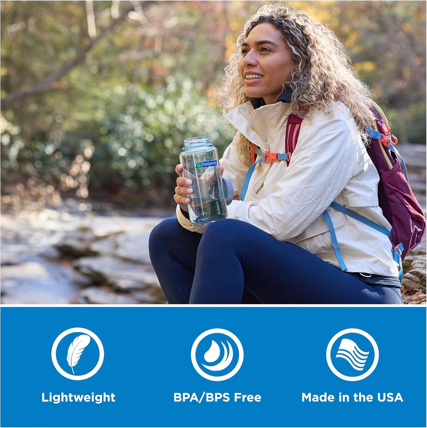 Nalgene 32 oz Wide Mouth Water Bottle | BPA-Free, Durable & Leak Proof, Lightweight Bottle for Hiking & Gym, Work & Travel