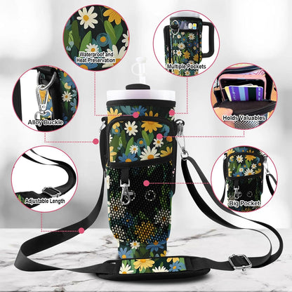 Stanley Carrier Bag for Stanley 40oz/30ozTumbler with Phone with 2 Adjustable Strap,3 Pockets Bottle Stanley Cup Carrier Bag & Case,Accessories for Hiking Travelling