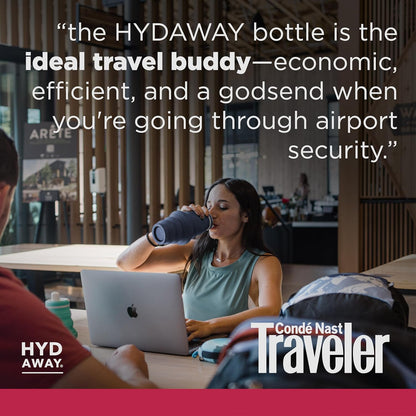 HYDAWAY 25oz Collapsible Travel Water Bottle - BPA-Free, Leakproof, Lightweight, Space-Saving - Perfect for Hiking, Travel, and All-Day Hydration