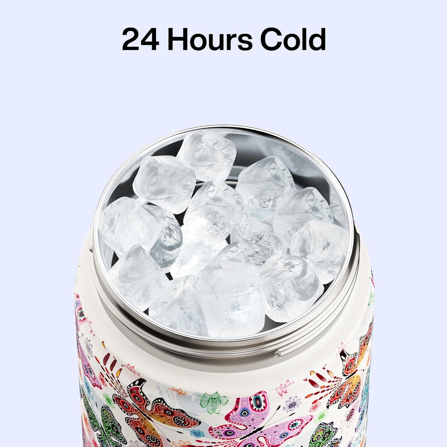 ENCOOL Insulated Water Bottle with Straw Stainless Steel Water Bottle, Leak-Proof, BPA-Free, Double Wall Vacuum Keeps Cold for 24 Hours for Sports, Travel, School (26 oz, Cotton Candy) - Colors D