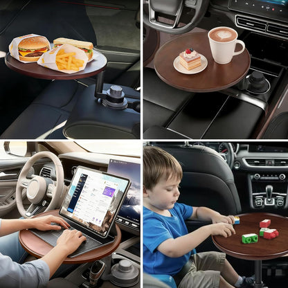 Car Tray 360° Rotating Cup Holder Table Organizer for Car Center Console Car Accessories Compatible with Most Vehicle