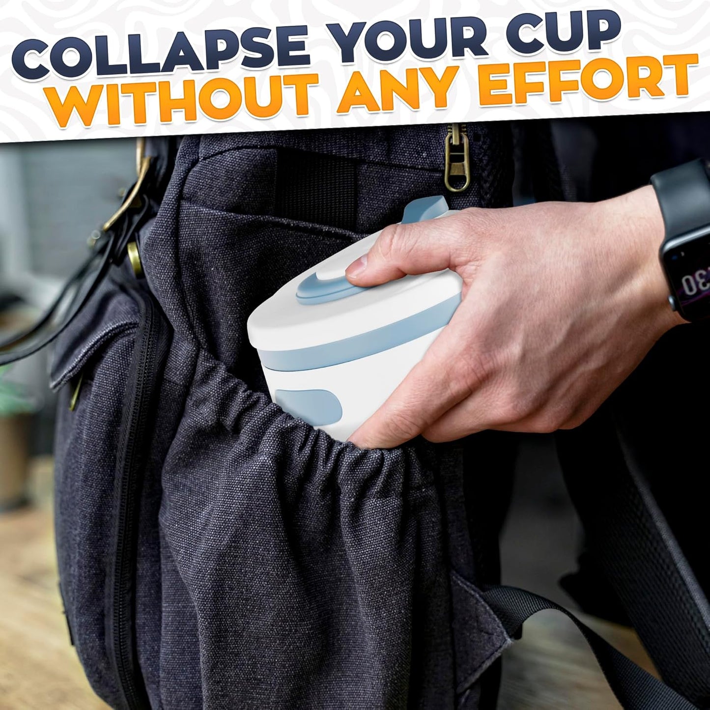 2-Pack Collapsible Cups for Traveling Reusable – 11oz Leakproof Coffee Travel Mug, Silicone, Foldable and Portable for Hiking, Camping, Office | Lightweight and Collapsible Coffee Cups for Outdoor Use