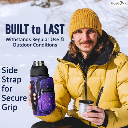 EcoEarth - Water Bottle Holder with Strap - Water Bottle Carrier Bag for Hiking - Crossbody Hydration Pouch with Phone Holder