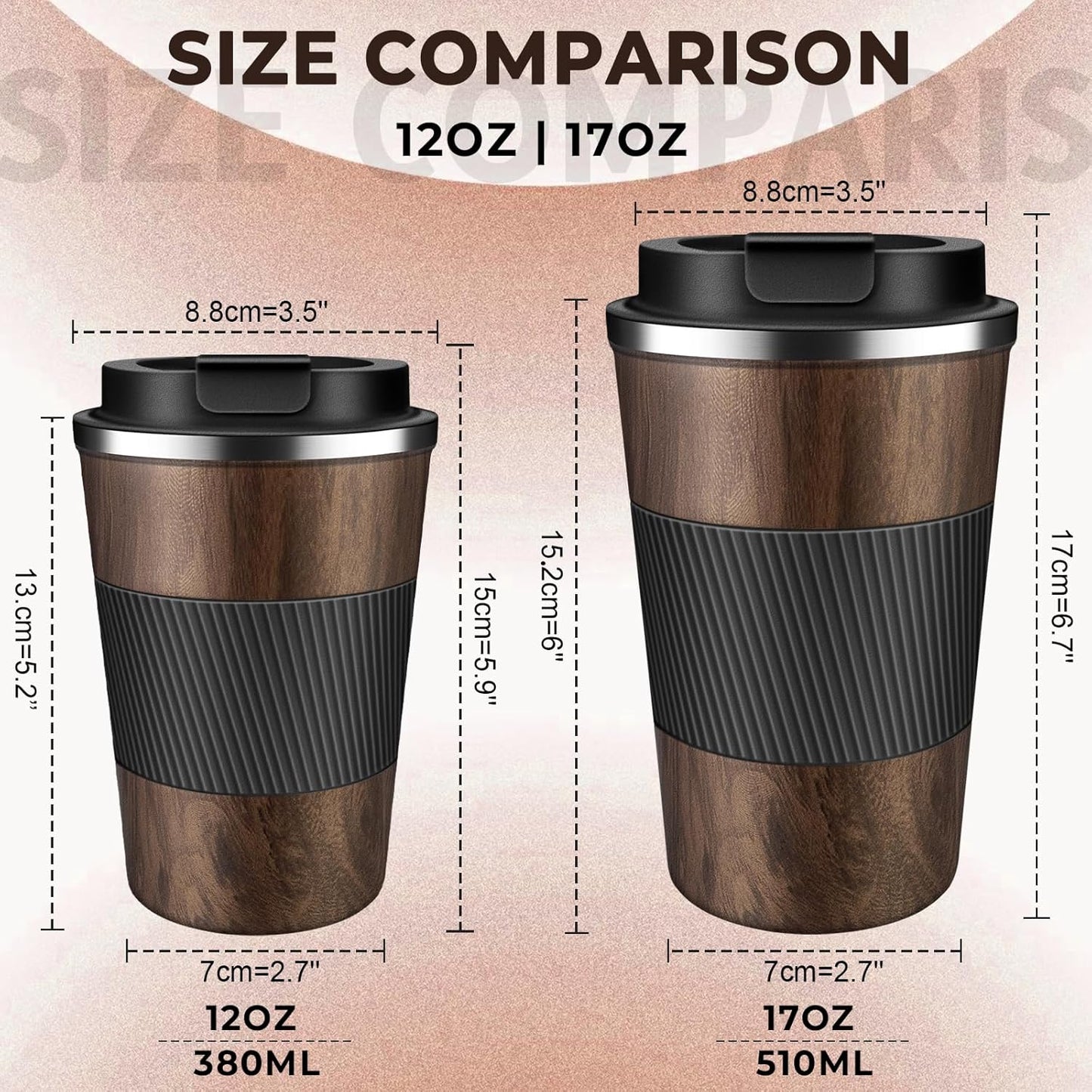 Insulated Coffee Tumbler 12 oz, Stainless Steel Coffee Mug with Lids, Travel Coffee Mug Leak Proof, Double Wall Vacuum Insulated Reusable Coffee Cup, Keep Drinks Hot and Cold (Sky Blue, 12 Ounces)