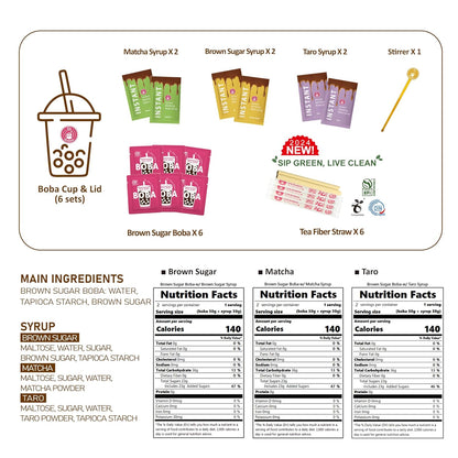 O's Bubble Boba Tea Kit - Bubble Tea Kit - All in One Boba Kit - Boba Kit for Kids - 6 Servings Includes Cups, Straws, Stirrer (Party Kit Variety Pack Upgrade) (Mixed Fruit)