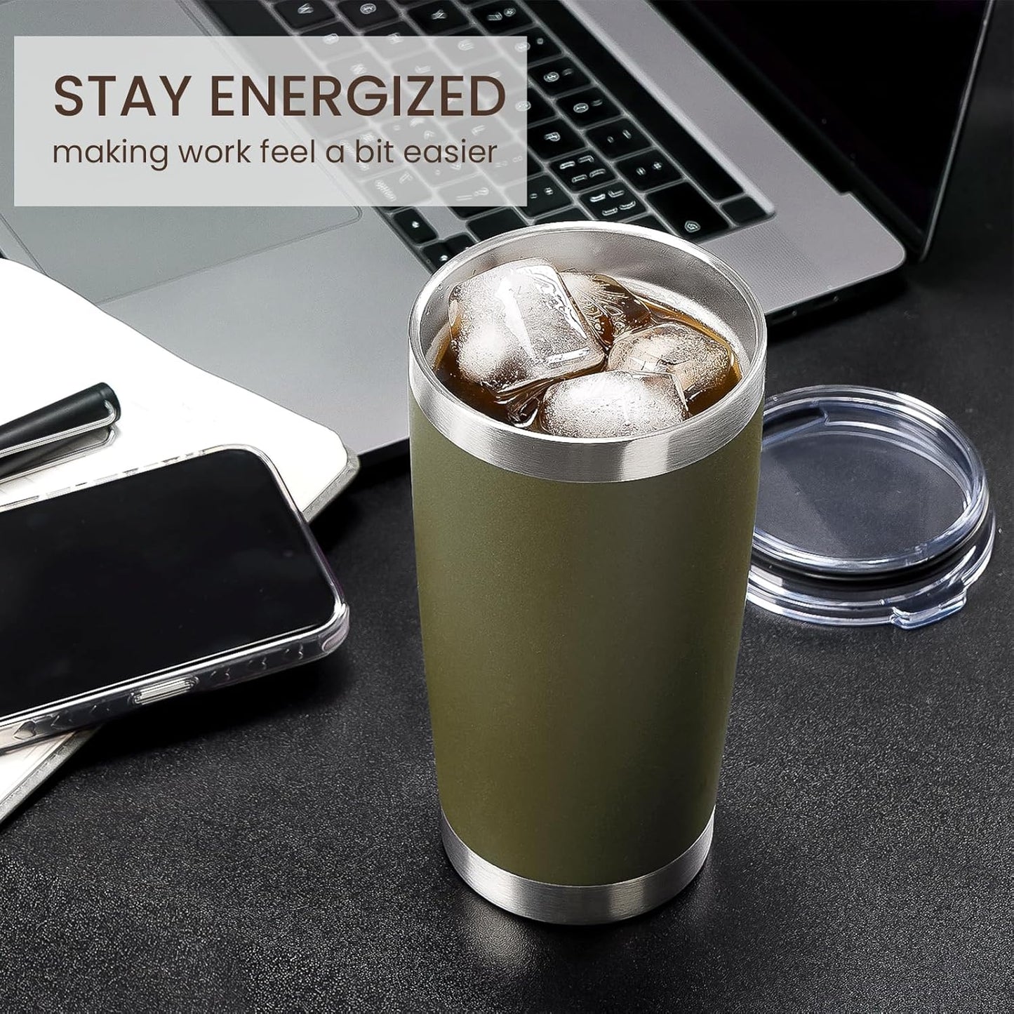 MEWAY 20oz Tumbler Cup Double Wall Vacuum Insulated Travel Mug Bulk, Stainless Steel Tumblers with Lid and Straw, Durable Powder Coated Coffee Cups for Cold & Hot Drinks (Navy, 1)