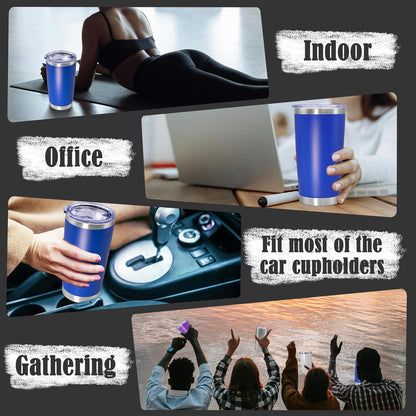 20 oz Tumbler Coffee Travel Tumblers Bulk with Lid Stainless Steel Double Wall Vacuum Insulated Mug Powder Coated Cups fit Car Cupholder for Hot and Cold - Stainless Steel, 4Pack