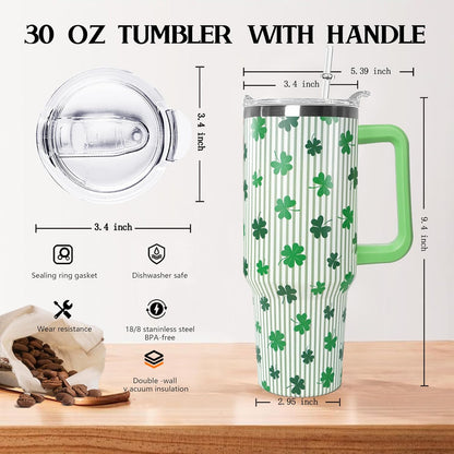 Ceovfoi 40 oz Pickleball Coffee Mug Vacuum Insulated Travel Tumbler with Handle, Lid & Straw - Perfect Pickleball Gifts for Players, Coaches, Lovers | Pickleball Accessories
