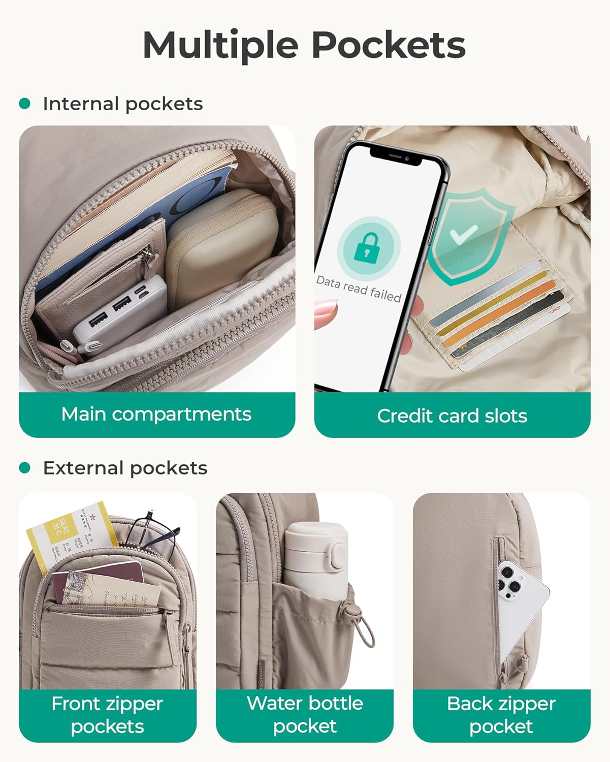BAGSMART Small Sling Bag for Women, Puffer Crossbody Bag Purses Hobo Handbag Fanny Packs for Travel Hiking