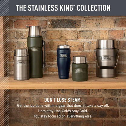 THERMOS Stainless King Vacuum-Insulated Stainless Steel Tumbler - 16oz, Midnight Blue - Insulated Coffee Tumbler for Hot & Cold Drinks - Leak-Proof & Sweat-Proof for Commuting & Traveling