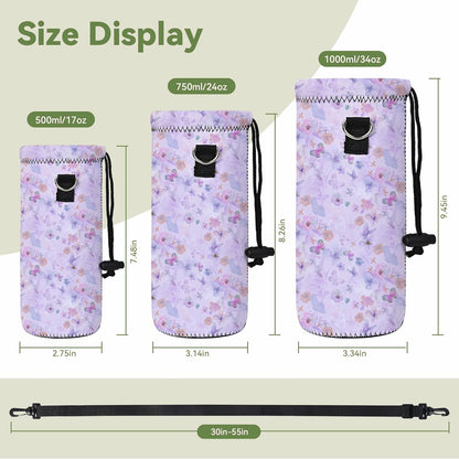 Neoprene 500ML/750ML/1000ML Water Bottle Bag Carrier, Portable Insulated Bottle Sling Holder Case Pouch with Adjustable Shoulder Strap for Men Women Walking Hiking Running