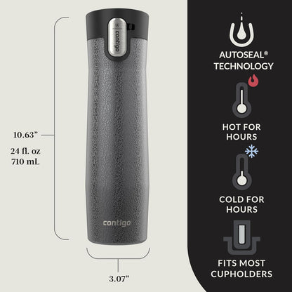 Contigo AUTOSEAL West Loop Vacuum-Insulated Stainless Steel Travel Mug with Easy-Clean Lid 12 oz Blueberry