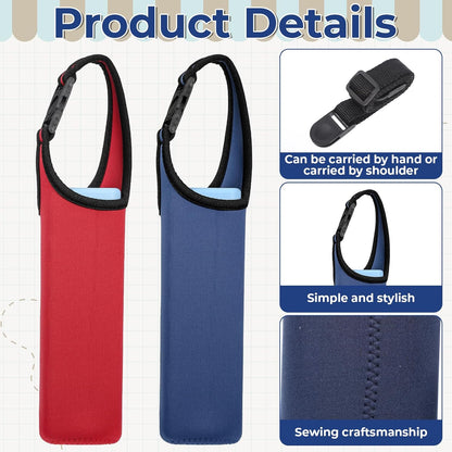 2 PCS Water Bottle Holder with Strap Water Bottle Carrier with Strap Neoprene Sleeve with Carrying Handle, Tumbler Sleeve Bottles Shoulder Carriers Waterbottles Holder with Straps for Portable Sport