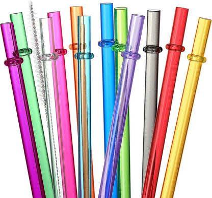 24 PCS, Reusable Straws with 4 Brushes, 10.5" Long Tritan Hard Plastic Straws, 12 Colors Translucent Replacement Drinking for 16OZ-32 OZ Tumblers, Cups, Jars, Stanley, YETI, Starbucks, BPA Free