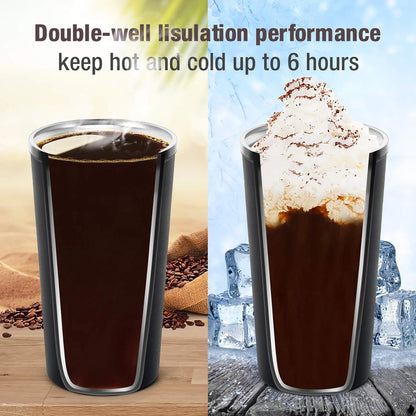 17oz (510ml) Vacuum Insulated Coffee Travel Mug, Leak proof Double Wall Stainless Steel Reusable Cup with Lid, Thermal Tumbler for Hot and Cold Drinks, Matte Texture White