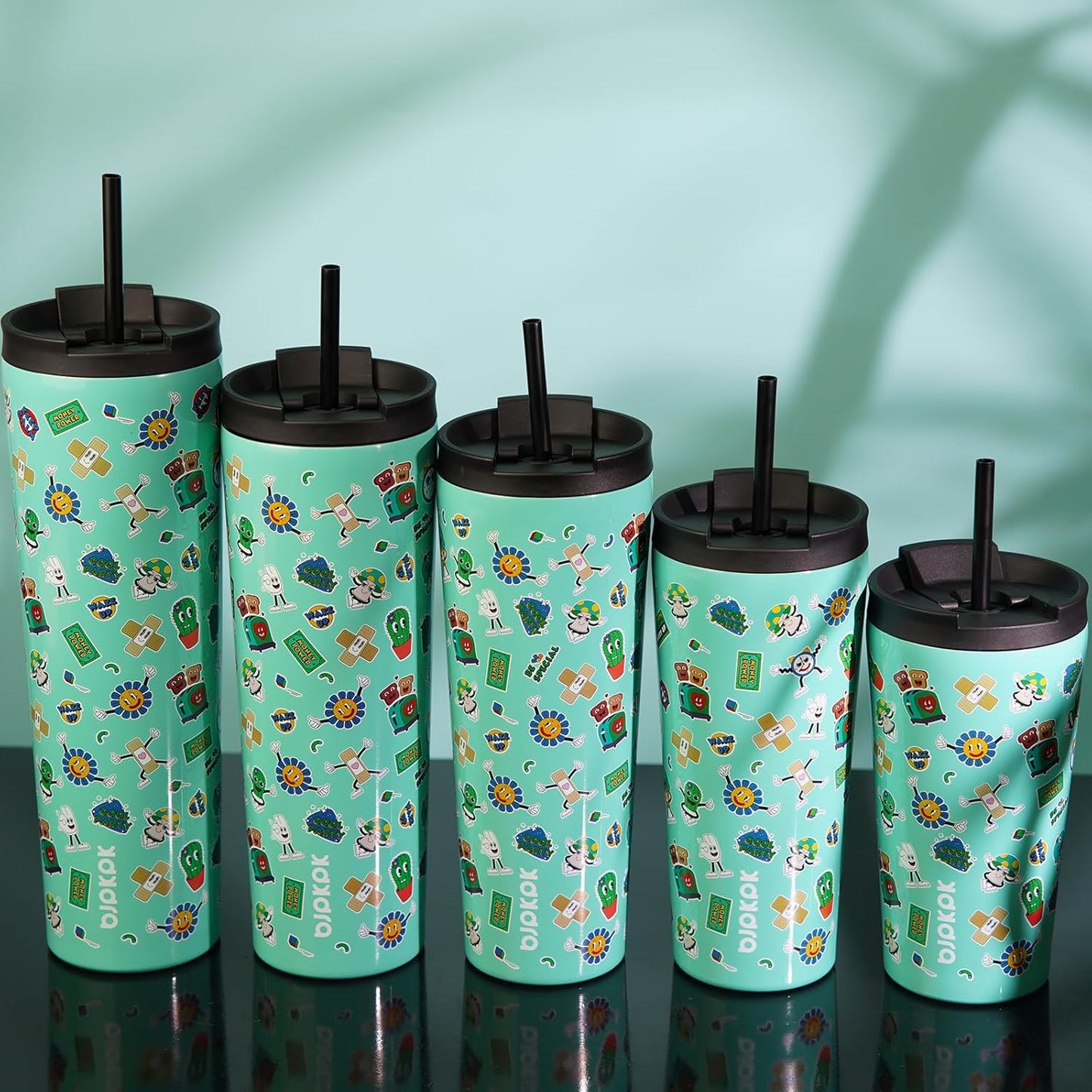 BJPKPK 22oz Insulated Tumbler With lid And Straw Stainless Steel Tumblers Travel Coffee Mug Reusable Thermal Cup,Sky