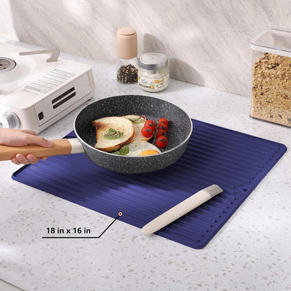 Dish Drying Mat, Mini Silicone Drying Mat for Kitchen Counter, Heat Resistant Silicone Mat for Countertop Protector, Super Thick Non-Slip Dish Drying Pad for Coffee Cup/Bottle/Glassware