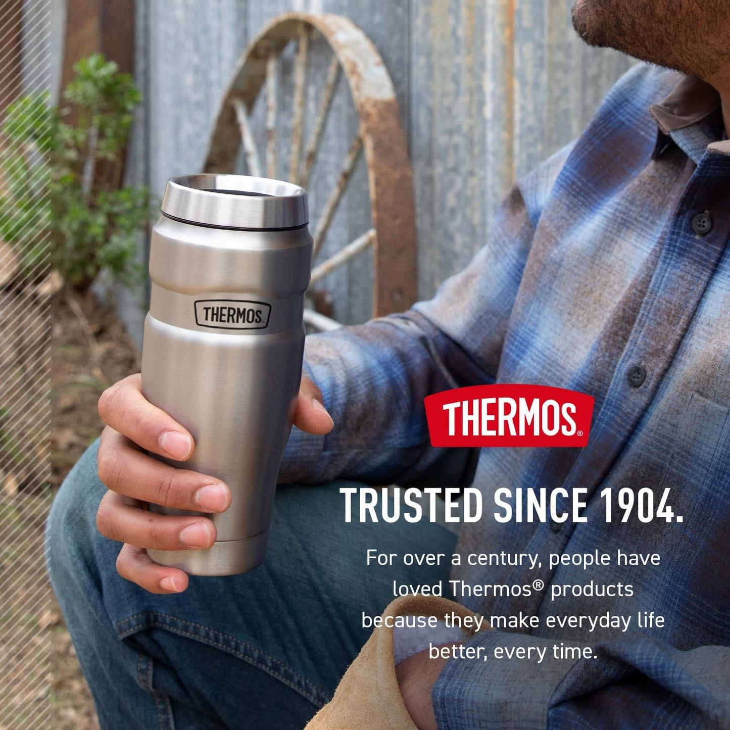 THERMOS Stainless King Vacuum-Insulated Stainless Steel Tumbler - 16oz, Midnight Blue - Insulated Coffee Tumbler for Hot & Cold Drinks - Leak-Proof & Sweat-Proof for Commuting & Traveling