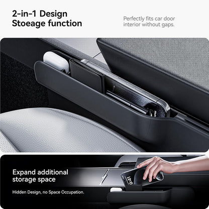 YONZEE 2-in-1 Car Steering Wheel Desk Tray & Car Seat Gap Filler Organizer – Foldable Carbon Fiber Look Table for Laptop, Eating Food, Writing – for Standard Round Steering Wheels