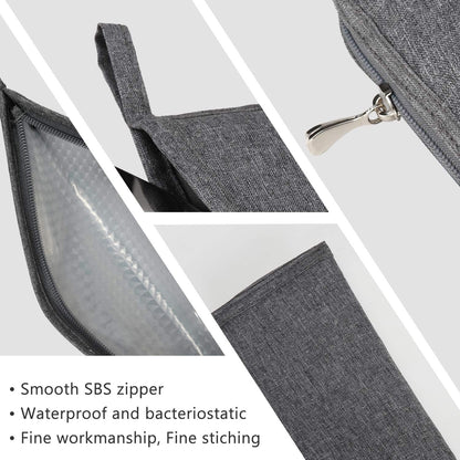 Aosbos Reusable Straws & Chopsticks Case, Portable Carrying Bag, Small Pouch for Stainless Steel, Silicone, Plastic, Straws, Travel Utensil Sets - Grey
