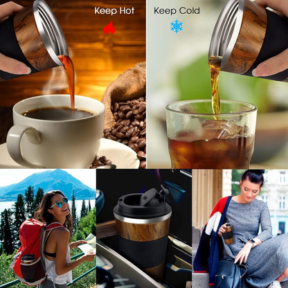 KETIEE Travel Coffee Mug Spill Proof 12oz, Insulated Travel Mug to Go, Reusable Coffee Cup with Seal Lid, Vacuum Stainless Steel Tumbler for Hot/Cold Drinks (Red)