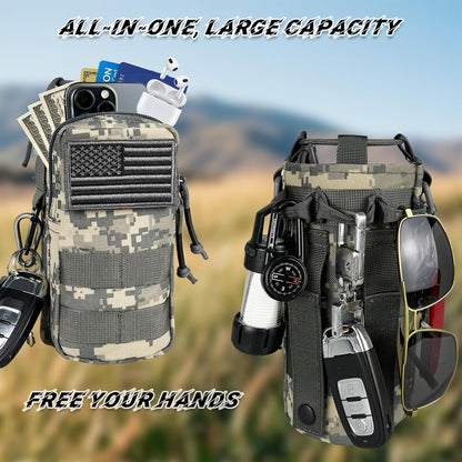 Water Bottle Holder with Strap - Tactical Insulated Water Bottle Sleeve with MOLLE System Water Bottle Cover Cross-Body Pouch for Walking Hiking Camping Gym 32oz&40oz