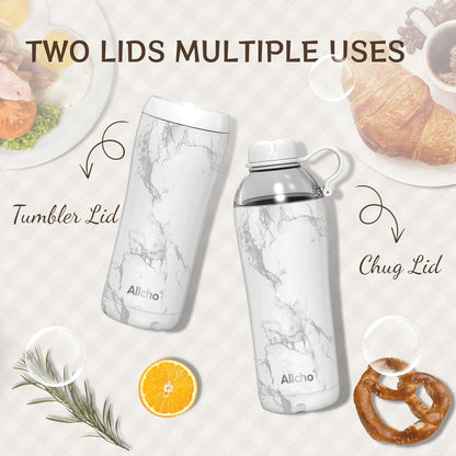 Allcho Insulated Water Bottle for Women, 18oz Stainless Steel Leak Proof Tumbler with 2 Lids, BPA-Free Tritan Chug & Straw Lid, Double Wall Vacuum Flask