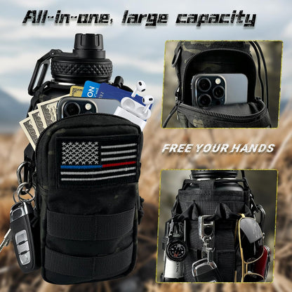 32 oz Insulated Water Bottle with Sleeve - Tactical Stainless Steel Gym Water Bottles for Men, Sports Water Bottle for Hiking Camping Outdoor with Camo Pouch