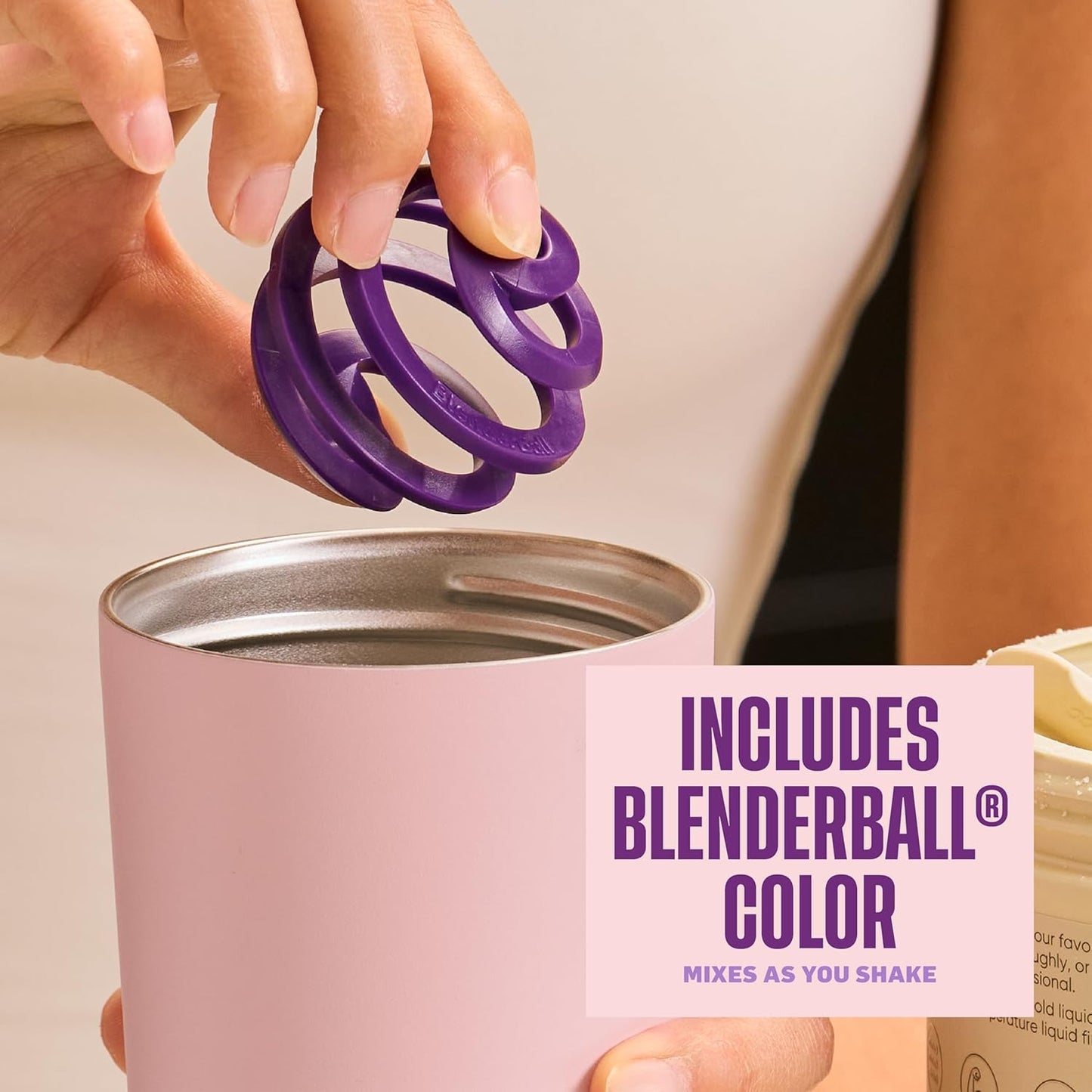 BlenderBottle 2-in-1 Insulated Stainless Steel Shaker Tumbler, Swig Leakproof Lid, Straw, BlenderBall, BPA Free, For Protein Shakes, Smoothies, And Pre Workout, 24 oz, Purple/Blue (Moon Mist)