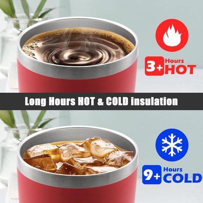 20 oz Tumbler Coffee Travel Tumblers Bulk with Lid Stainless Steel Double Wall Vacuum Insulated Mug Powder Coated Cups fit Car Cupholder for Hot and Cold - Stainless Steel, 4Pack