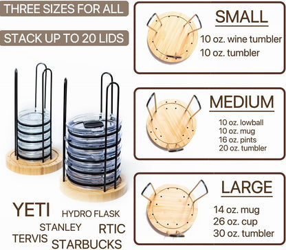 2PC Tumbler Lid Organizer, Detachable Cup Lid Organizer for Simple Modern Tumbler/Yeti Tumbler/Stanley Tumbler Lids, Holds up to 20 Lids, Cup Organizer for Kitchen Organizers and Storage