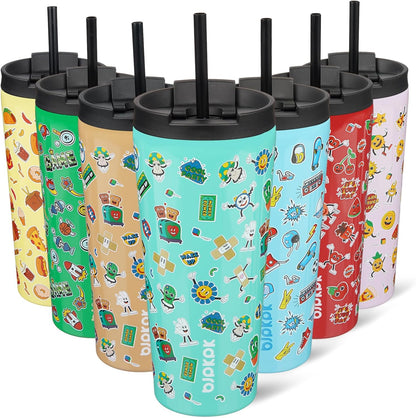 BJPKPK 22oz Insulated Tumbler With lid And Straw Stainless Steel Tumblers Travel Coffee Mug Reusable Thermal Cup,Sky