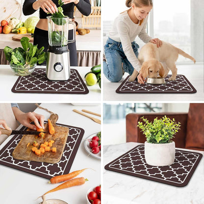 WISELIFE Dish Drying Mat Super Absorbent Drying Mat Large Dish Drying Mats for Kitchen Counter Easy Clean Dish Mat Kitchen Drying Mat15"x 18" Stylish Grey
