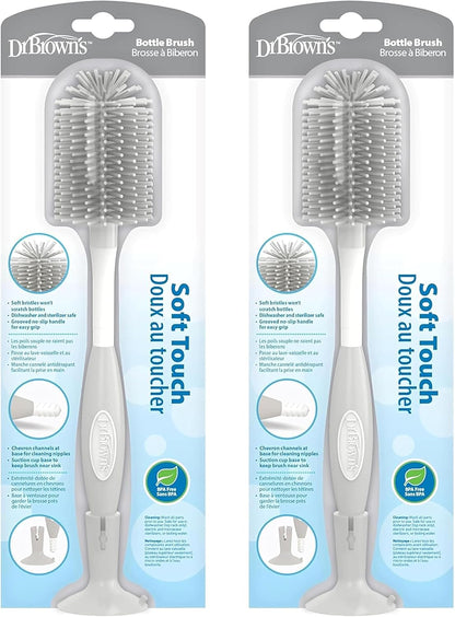 Dr. Brown's Soft Touch No Scratch Baby Bottle Cleaning Brush Nipple Cleaner with Stand and Storage Clip, BPA Free, Blue 1-Pack