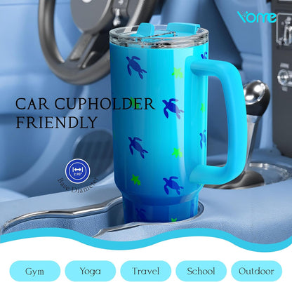 YOME 40oz Nurse Tumbler with Handle and Flip Straw | Stainless Steel Insulated Water Bottle | Keeps Drinks Cold | Dishwasher Safe | Cupholder Friendly | Gift Gym Travel Yoga