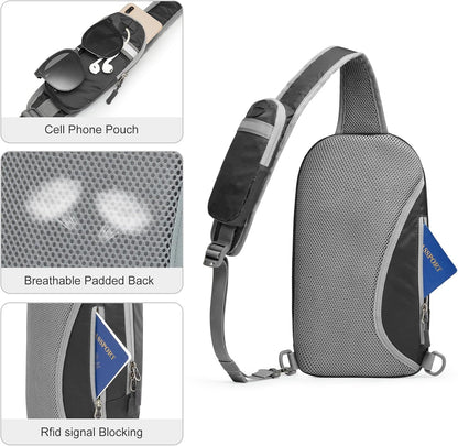 G4Free Sling Bag RFID Blocking Lightweight Crossbody Backpack Chest Shoulder Bag for Travel Sports Running