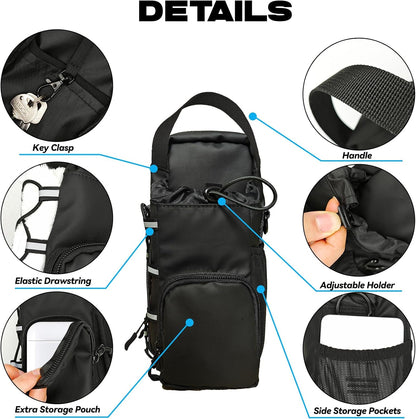JACZZO Magnetic Gym Bag for Men and Women, Magnetic Water Bottle Holder for Gym, Small Gym Bag, Gym Gifts for Women and Men (Black, <40 OZ)