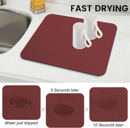 WISELIFE Dish Drying Mat Super Absorbent Drying Mat Large Dish Drying Mats for Kitchen Counter Easy Clean Dish Mat Kitchen Drying Mat15"x 18" Stylish Grey