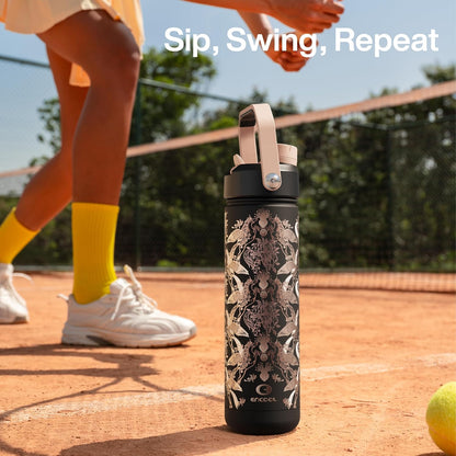ENCOOL Insulated Water Bottle with Straw Stainless Steel Water Bottle, Leak-Proof, BPA-Free, Double Wall Vacuum Keeps Cold for 24 Hours for Sports, Travel, School (26 oz, Cotton Candy) - Colors A