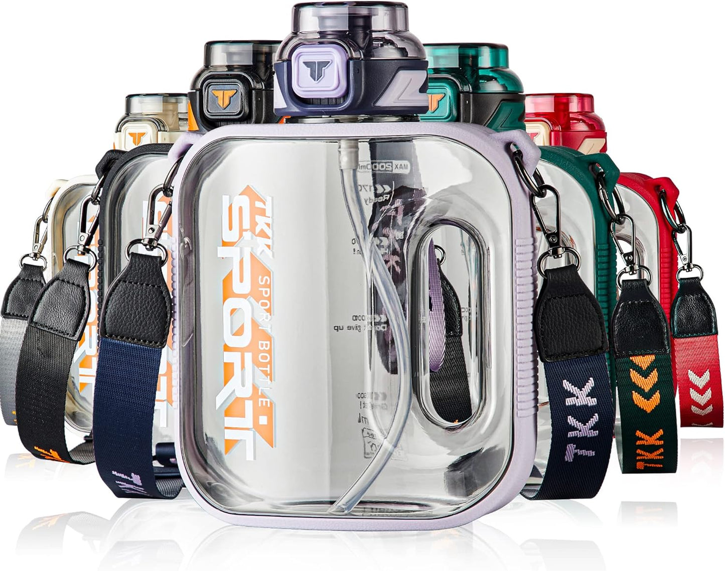 TKK Half Gallon Water Bottle Jug with Straw Large Capacity Plastic Water Bottle Dishwasher Safe 1/2 Gallon 50 Oz Water Bottle Jug BPA Free Tritan for Gym Yoga Travel Camping Outdoor